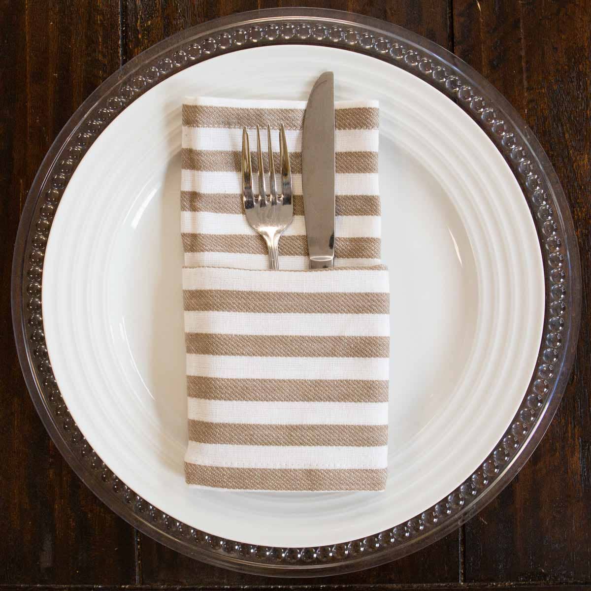 Evanston Napkin   Cream/Taupe   18x18
