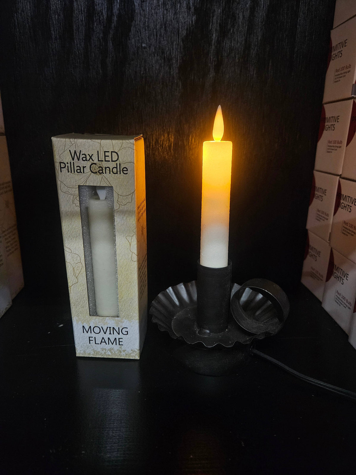 Wholesale Home Decor - Electric Moving Flame LED Candle 5.5in: Cream