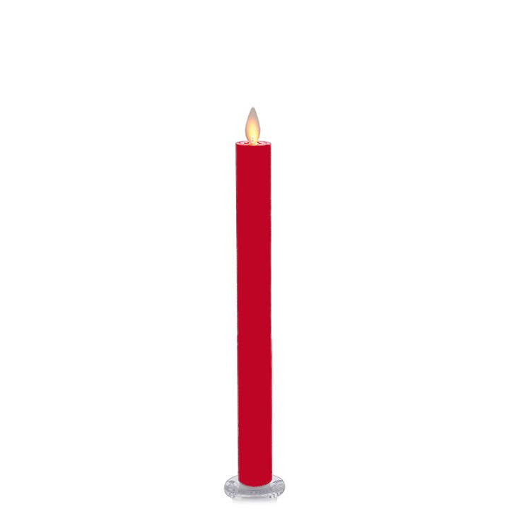 LED Taper Candle with Flickering Flame & Remote, 9" - Box/2: Red