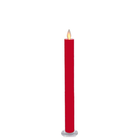 LED Taper Candle with Flickering Flame & Remote, 9" - Box/2: Red