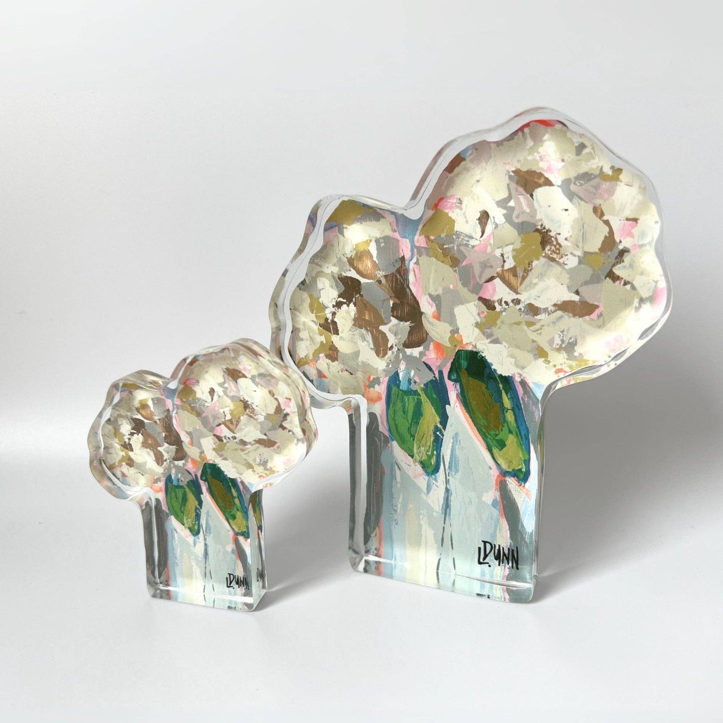 Two Hydrangea Blooms Acrylic Block: Bitty Block