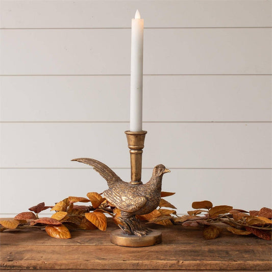 Gold Tone Pheasant Candle Holder (PC)