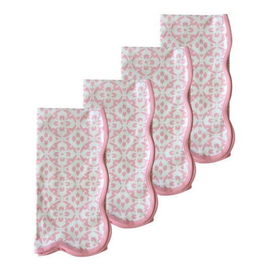Porto Tiles Blush Scalloped Dinner Napkins: One Size