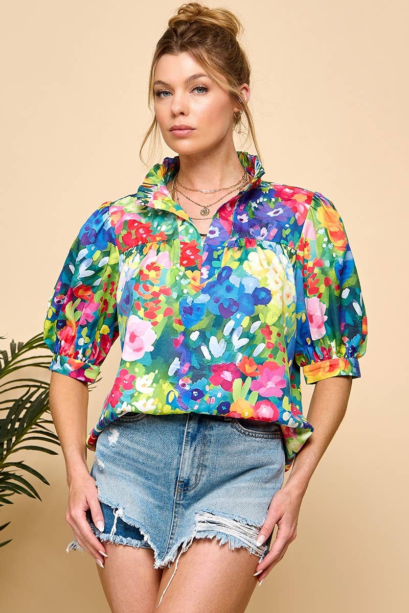 Floral Print Blouse : MULTI / L