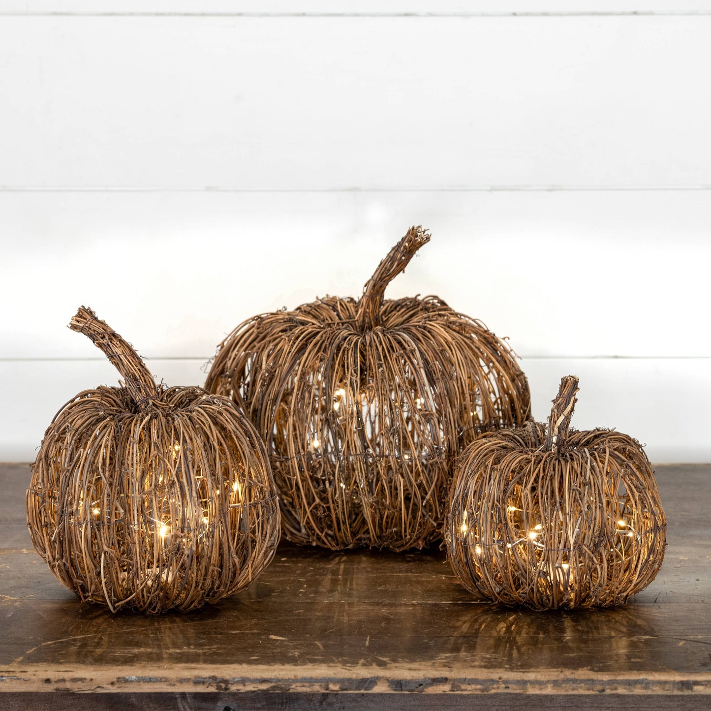 11.5" LIGHTED RATTAN PUMPKIN