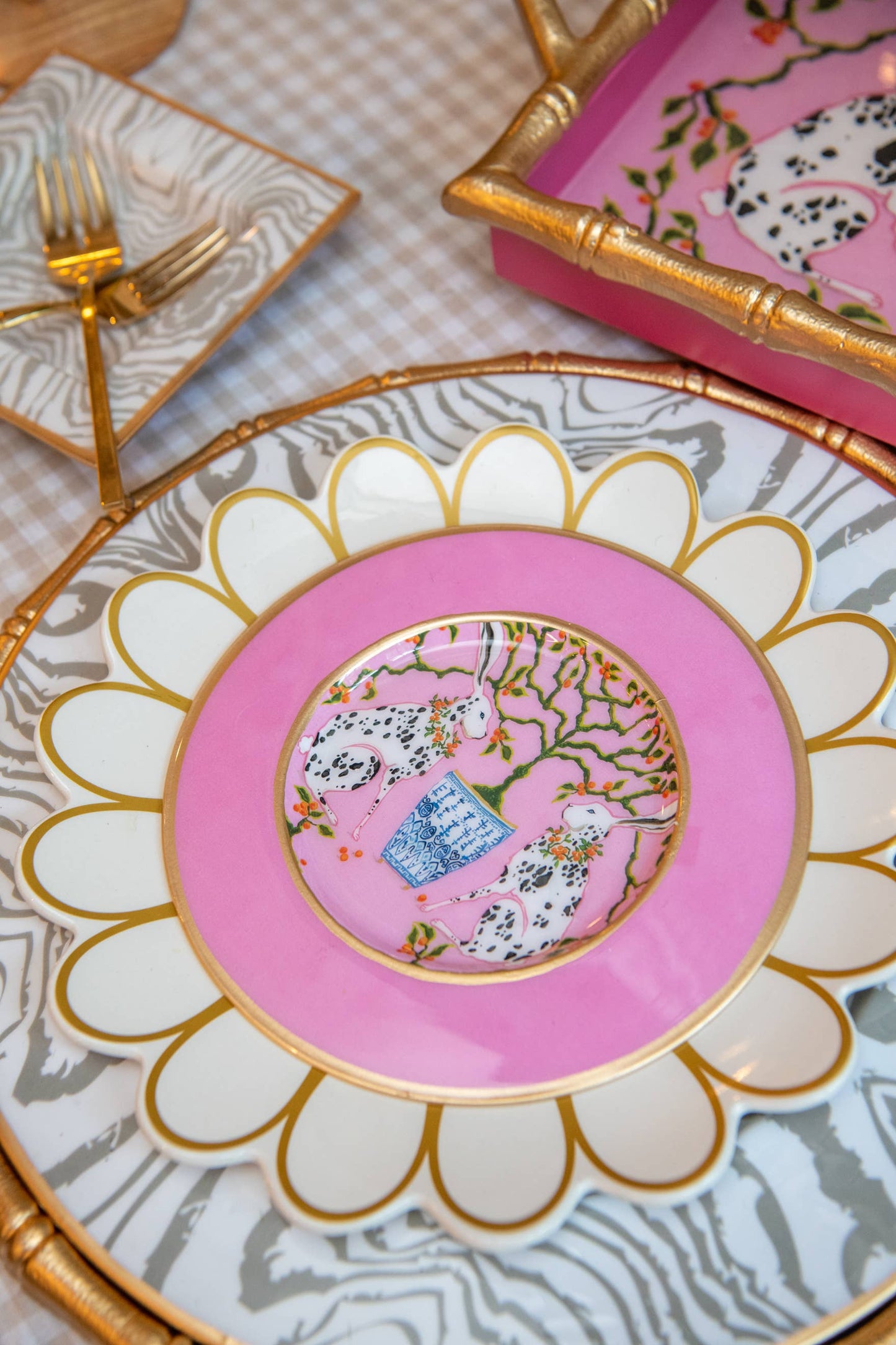 Bunnies Dessert Plate (4pk): Pink
